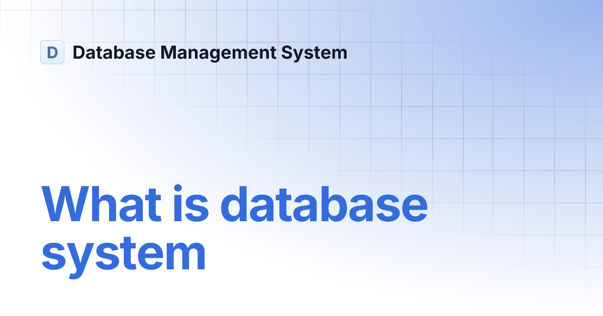 What is database system Database Management System
